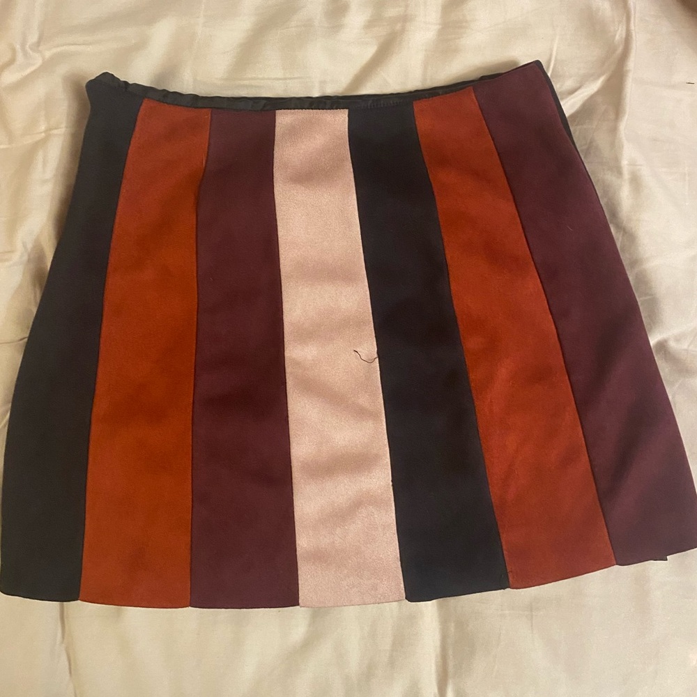 Forever 21 Black Rust Color Block Suede Mini Skirt Women’s Size S